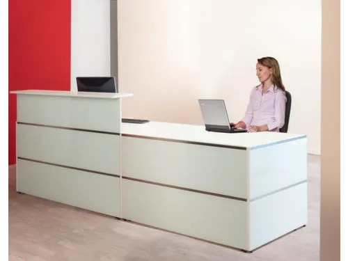 Balie Compleet bxd 2700x1015mm Recht Glazen Front wit