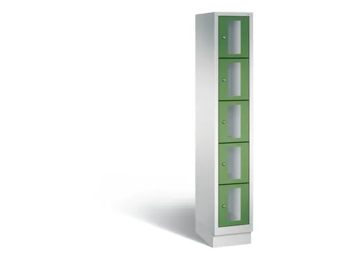 Lockerkast 1800x320x500mm 1x5 vakken Cilinderslot, Sokkel, RAL6011