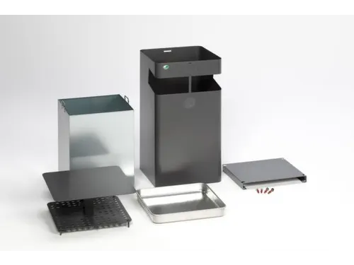 combi-asbak HxBxD 920x450x450mm afvalbak inhoud 72 liter ijzerkleurig