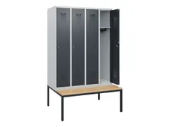locker met bank,HxBxD 1950x1200x815mm,4vak,vak B 300mm,cilinderslot