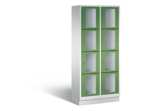 Lockerkast 1800x810x500mm 2x4 vakken Cilinderslot, Sokkel, RAL6011