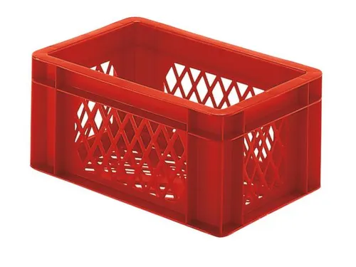 Euronorm-Stapelbak 5.5l 145x 300x 200mm Wanden/Bodem Opengewerkt Rood