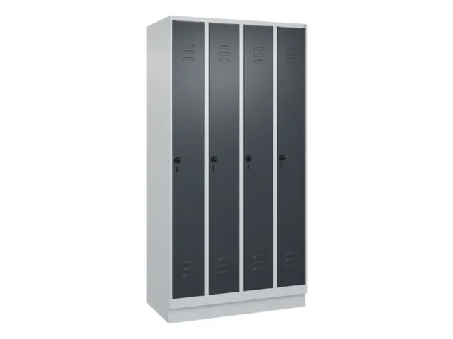locker,HxBxD 1950x1000x500mm,4vak,vak B 250mm,draaigrendel,sokkel