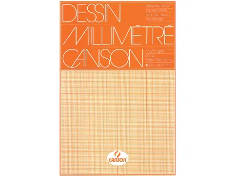 Millimeterpapier Canson bruingeel bedrukt 50vel 72gr A3 wit