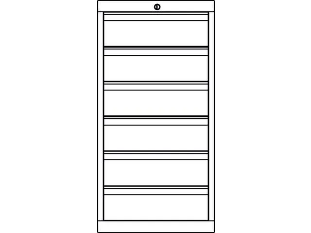 ladekast HxBxD 1000x715x600mm 6laden slot RAL7035 front RAL6011