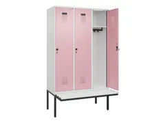 locker met bank,HxBxD 2120x1200x815mm,3vak,vak B 400mm,draaigrendel