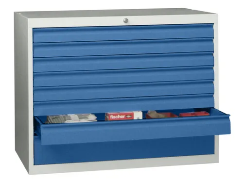 ladekast 800x1023x600mm 8laden cilinderslot RAL7035 front RAL5012