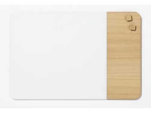 Glasmagneetbord Naga 40x60cm wit/eiken afgeronde hoeken