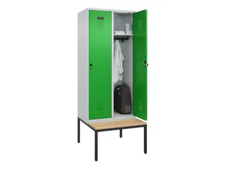 locker met bank,HxBxD 2120x800x815mm,2vak,vak B 400mm,draaigrendel - 1