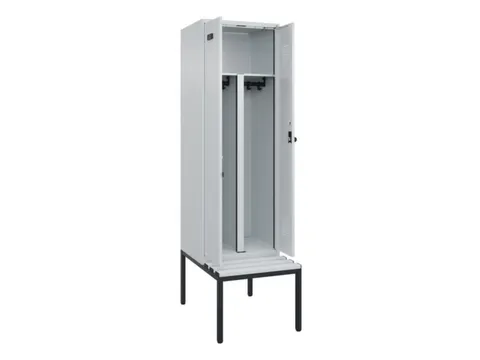 PBM-locker met bank,HxBxD 2120x600x815mm,2vak,vak B 300mm,draaigrendel