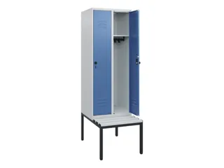 locker met bank,HxBxD 1950x600x815mm,2vak,vak B 300mm,draaigrendel - 2