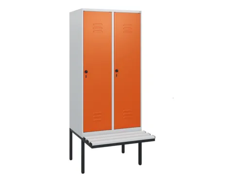 locker met bank,HxBxD 1950x800x815mm,2vak,vak B 400mm,draaigrendel