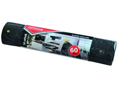 vuilniszak met trekkooord 57x72cm 60L 25micron LDPE zwart 10 stuks