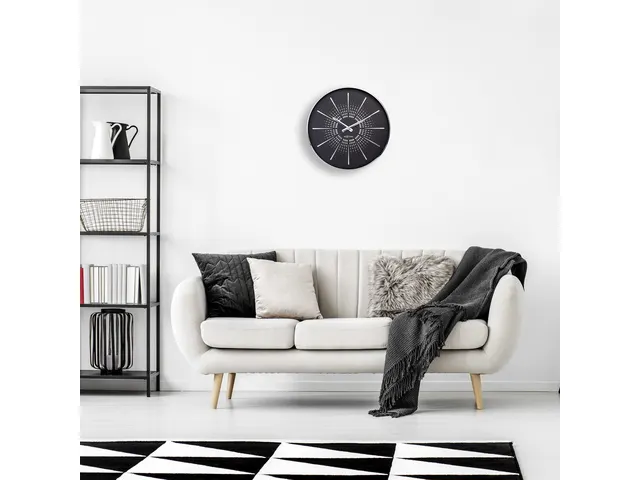 Stille wandklok - 40cm- Zwart - Metaal -NeXtime "Excentric"