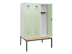 locker met bank,HxBxD 1950x1200x815mm,3vak,vak B 400mm,cilinderslot