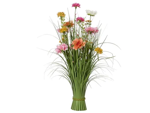 Kunstgras Everlands met bloemen roze 70cm polyester