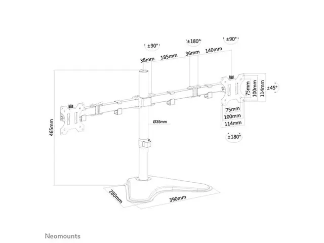 Monitorstandaard FPMAD550DD 2 schermen tot 32 inch met voet Zwart