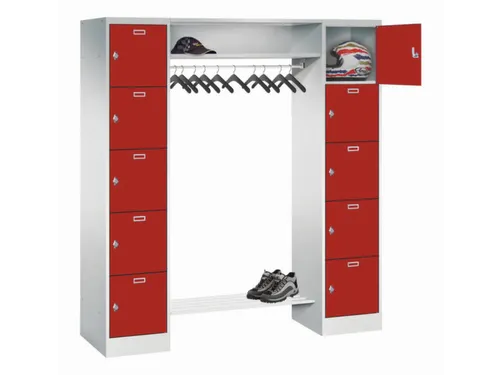 personeelsgarderobe draaigr. 1950x1700x500mm 2x5 vakken 400mm RAL3000