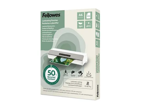 Lamineerhoes Fellowes A6 light 50% gerecycled glans 100stuks