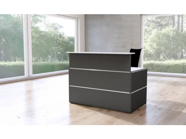 Balie Compleet 1350x 1015mm Recht Front Antraciet Bladen Wit