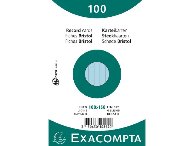 Pk 100 Cards 100X150 Blue Lined