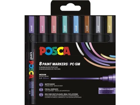 Uni POSCA paintmarker PC-5M 8 stuks metallic kleuren
