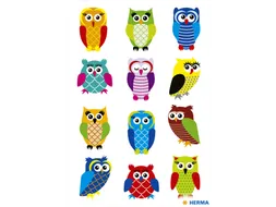 Sticker Etiket Herma 3224 Uilen Glitterfolie 12 stuks