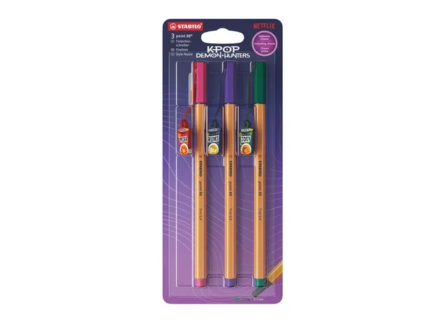 STABILO point 88 KPop Demon Hunters Fineliners met Charms 0,4 mm 3 stu