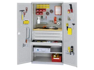 kast met sleufplaat,HxBxD 1950x1000x600mm,1xStalen bodem,RAL5010 - 1