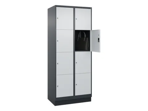 lockerkast,HxBxD 1950x800x500mm,2x4vakken,vak B 400mm,cil.-slot,sokkel