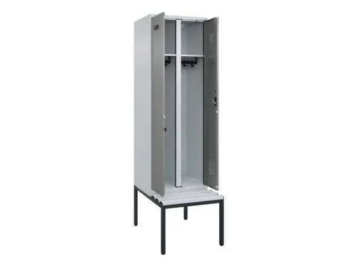 locker met bank,voor scheiding van kleding,HxBxD 2120x600x815mm,2vak