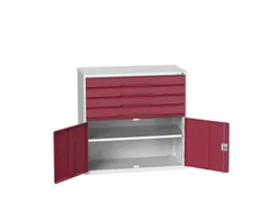 ladekast 1000x1050x550mm 4laden uittrekbaar 2deuren RAL7035 RAL3004