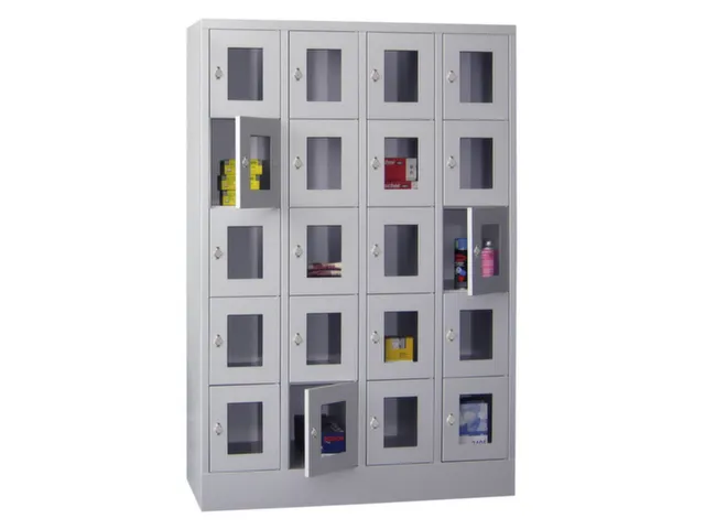 lockerkast,HxBxD 1850x1200x500mm,4x5vakken,RAL7035,front RAL7016