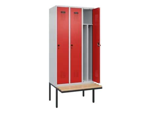 locker met bank,voor scheiding van kleding,HxBxD 2120x900x815mm,3vak