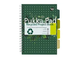 Projectboek Pukka Pad Recycled B5 lijn 4-tabs 200 pagina's 80gr groen