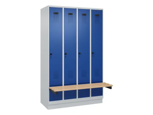 locker met bank,HxBxD 1950x1200x815mm,4vak,vak B 300mm,draaigrendel