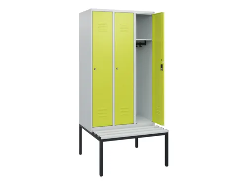 locker met bank,HxBxD 1950x900x815mm,3vak,vak B 300mm,cil.-slot