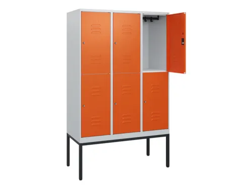 dubbeldekse locker,HxBxD 1950x1200x500mm,3x2vak.,vak B 400mm,cil.-slot