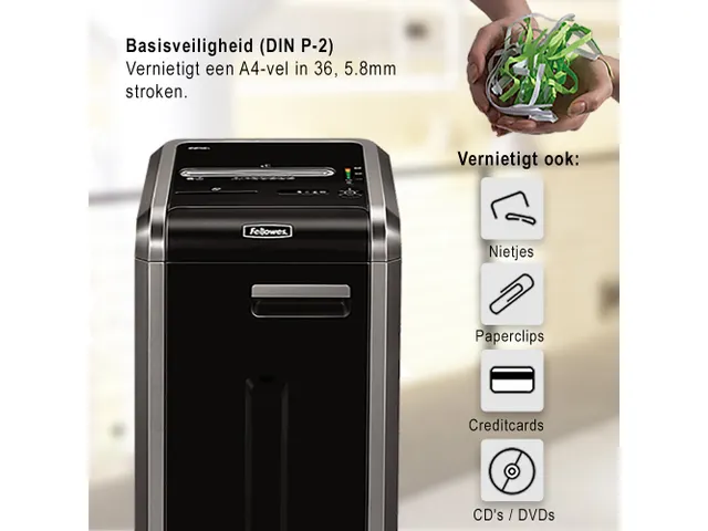 Papiervernietiger Fellowes 225i stroken 5.8mm P-2