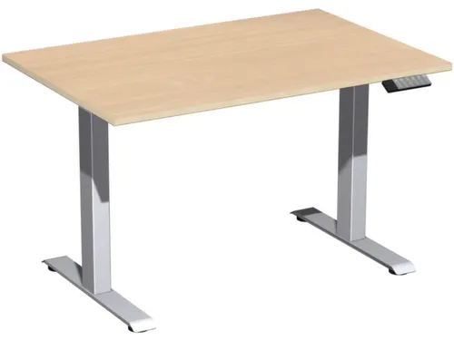 Elektrisch ihv bureau,HxBxD 630-1280x1200x800mm,blad beuken