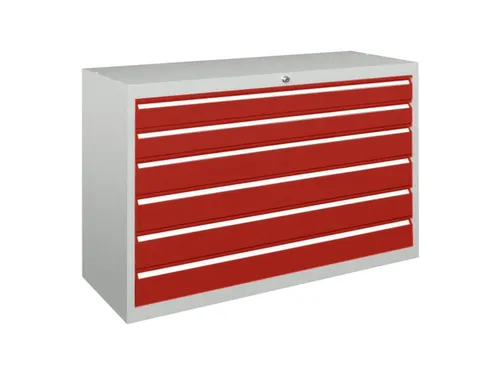 ladekast,HxBxD 800x1023x600mm,6lade(n),cil.slot,RAL7035,front RAL3000