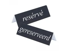 Emga Kunststof tafelbord Gereserveerd/ Réservé 2-zijdig 13x4cm Zwart