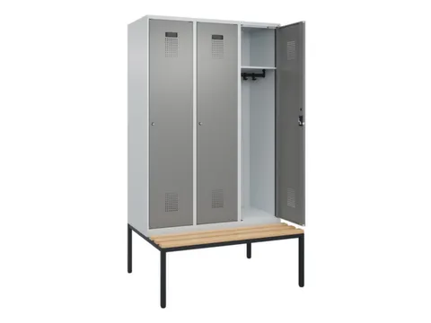 locker met bank,HxBxD 2120x1200x815mm,3vak,vak B 400mm,cilinderslot