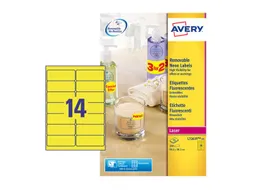 Etiket Avery L7263Y-25 99.1x38.1mm neon geel 350 stuks