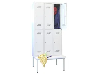 Garderobekast 2150x930x800mm 3x2 Vakken Zitbank Cilinderslot Ral7035 - 1