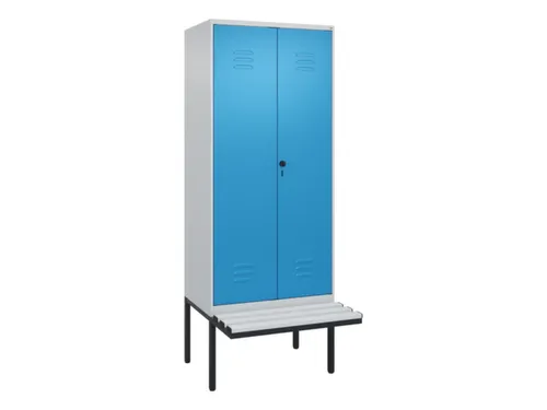 PBM-locker met bank,HxBxD 2120x800x815mm,2vak,vak B 400mm,draaigrendel