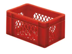 Euronorm-Stapelbak 5.5l 145x 300x 200mm Wanden/Bodem Opengewerkt Rood