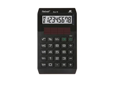 Calculator Rebell ECO 10 BX zwart hand 8 digit Blauwe Engel certificaa