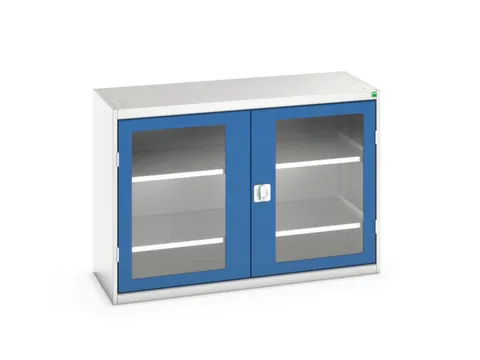 vitrinekast 900x1300x550mm 2xStalen bodem romp RAL7035 front RAL5010