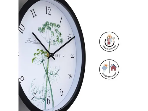 Buitenklok Nextime dia 30.5cm Anethium cijfers, zwarte rand witte wijz